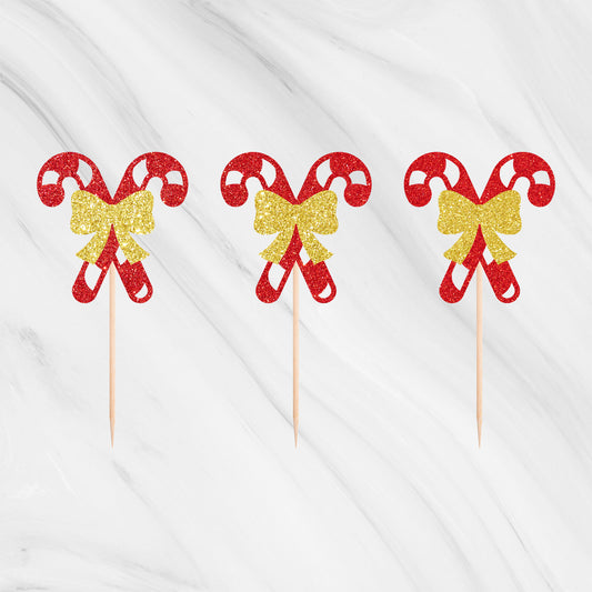 Candy Cane Cupcake Toppers - Pack of 12