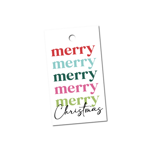 Merry Merry Christmas Gift Tags - 2x3.5", Pack of 10