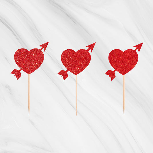 Cupid Heart Cupcake Toppers - Pack of 12