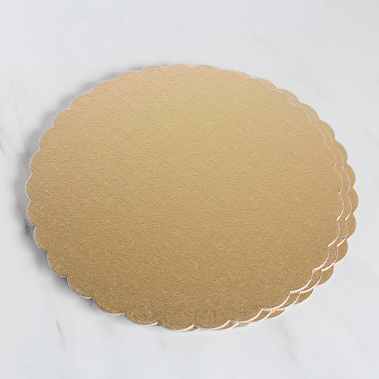 Gold Scalloped Round Cake Board, 12"