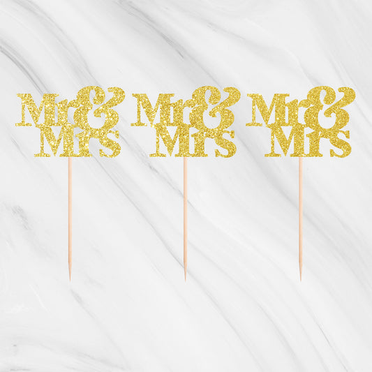Mr & Mrs Cupcake Toppers - Pack of 12