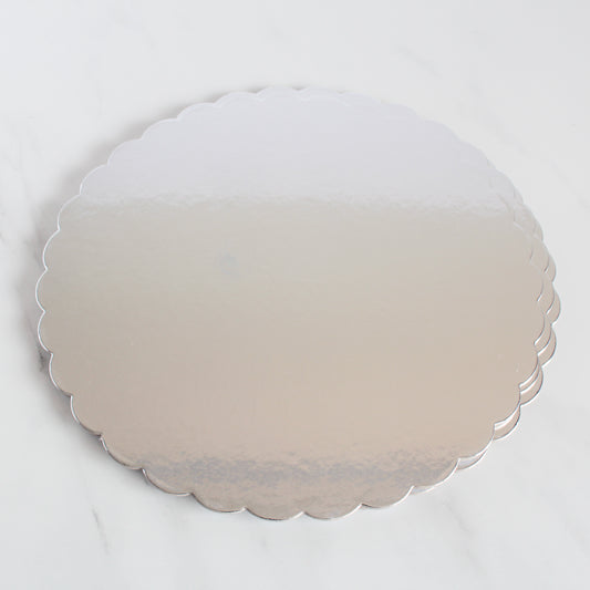 Silver Scalloped Round Cake Board, 10"