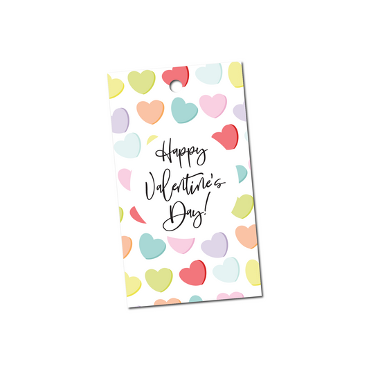 Candy Hearts Valentine's Gift Tags - 2x3.5", Pack of 10